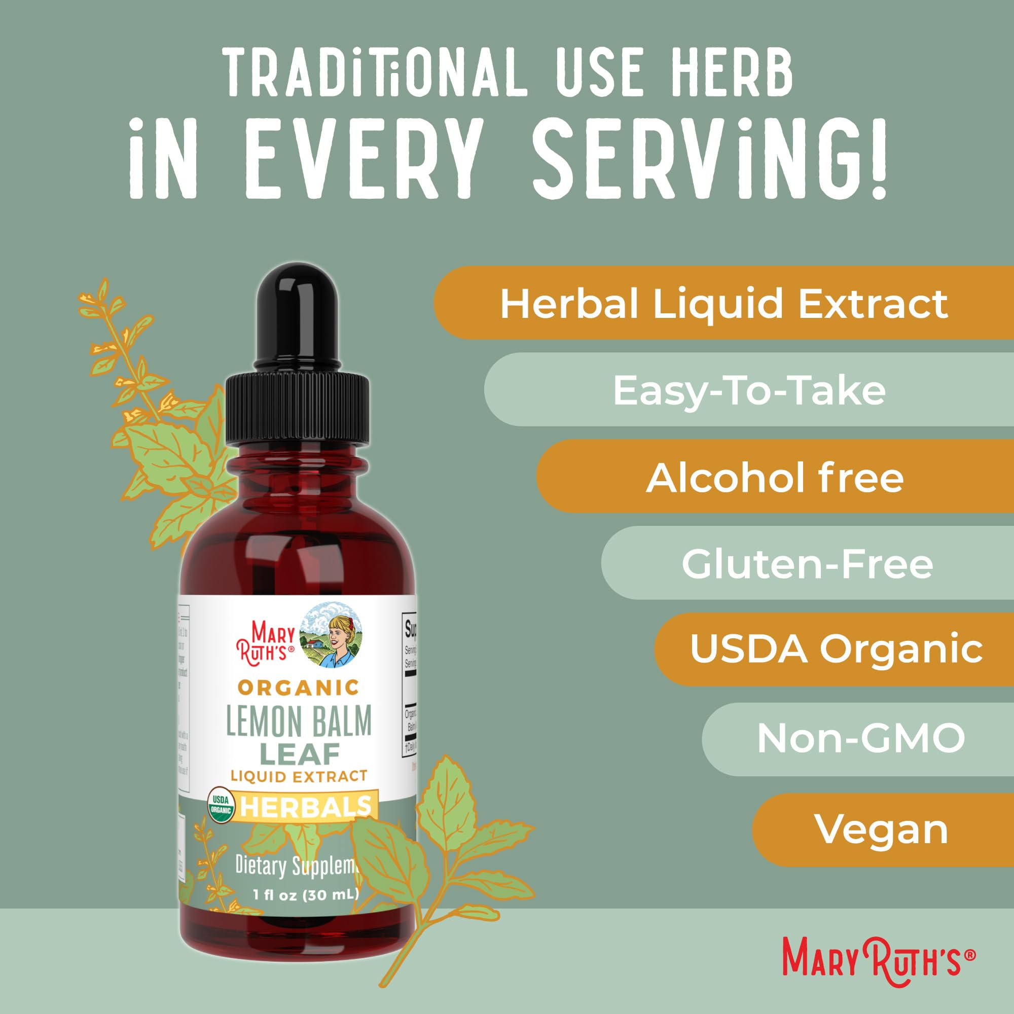 Ingredients list of MaryRuth Organics Lemon Balm Leaf Liquid Extract