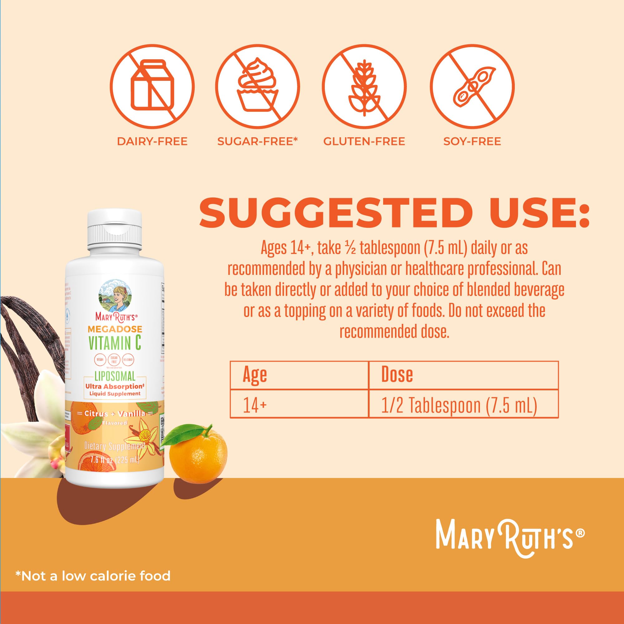 MaryRuth Organics liposomal vitamin C serving in liquid form