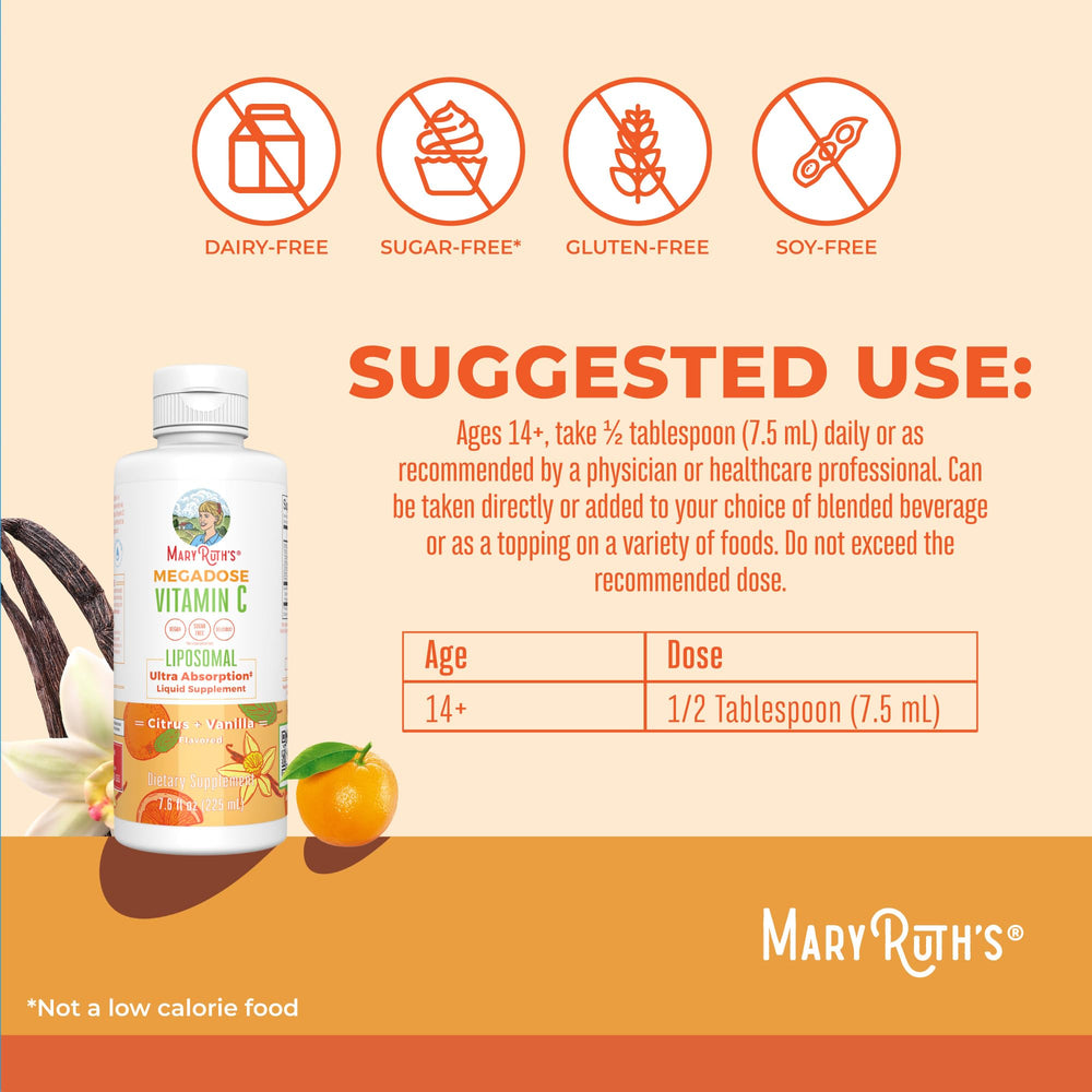 MaryRuth Organics liposomal vitamin C serving in liquid form