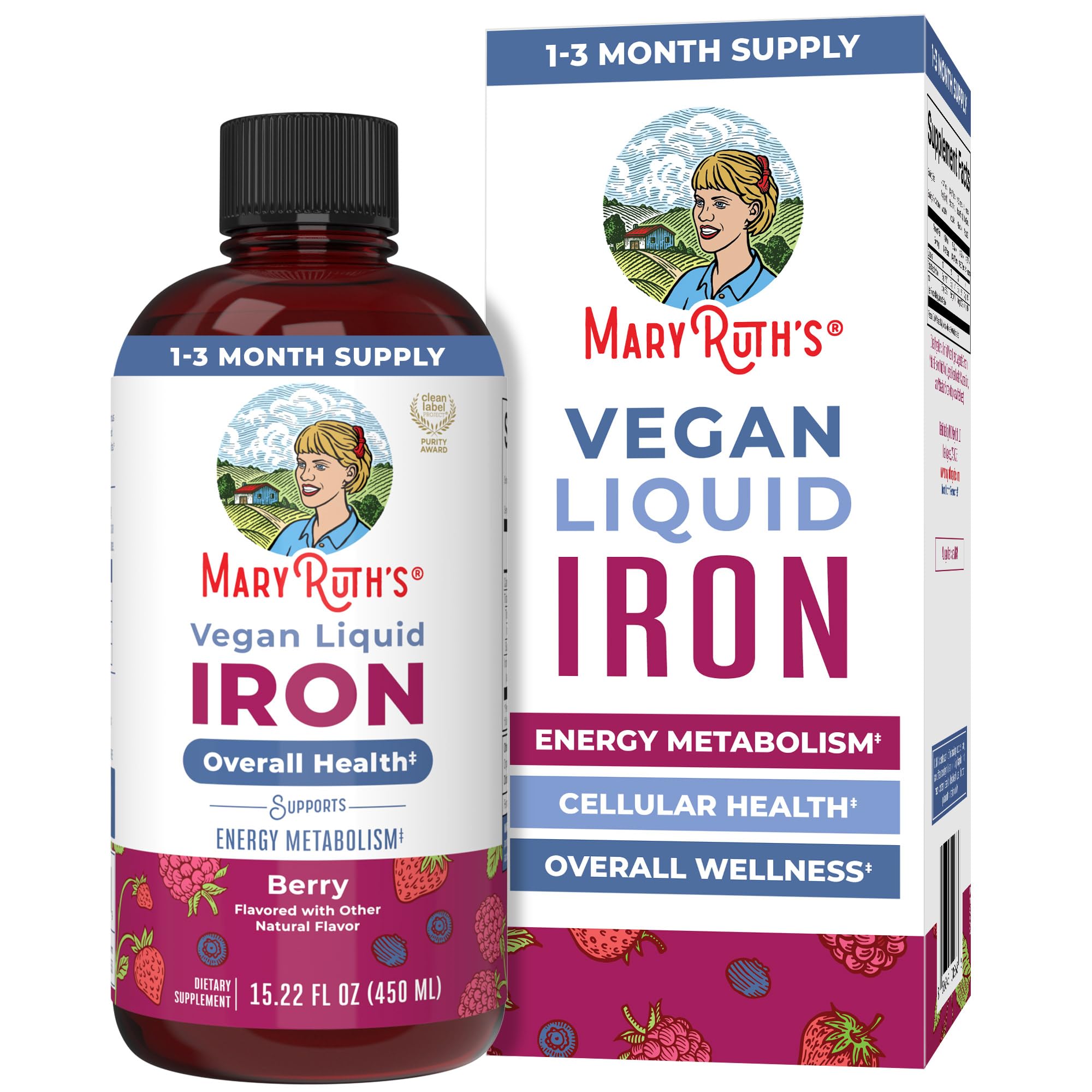 MaryRuth Organics liquid iron bottle pour showing easy daily dosing