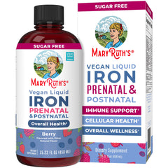 MaryRuth Organics liquid iron bottle pour shows easy daily dosing.