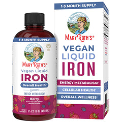 MaryRuth Organics liquid iron bottle pour showing easy daily dosing
