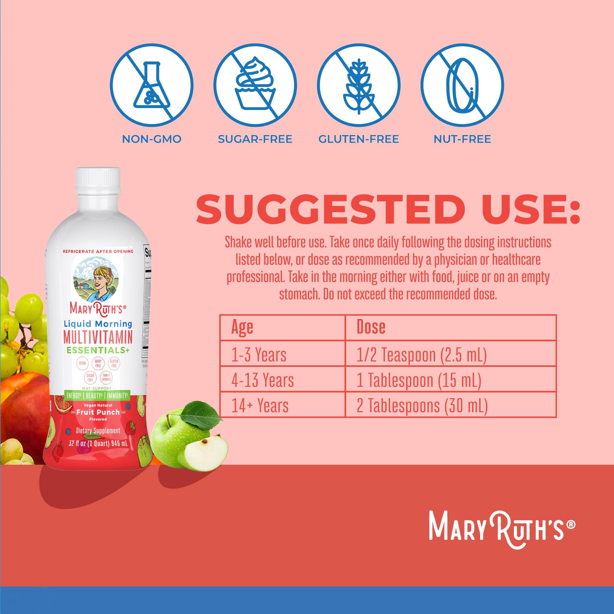 MaryRuth Organics Fruit Punch flavor bottle adds tasty nutrition for busy mornings
