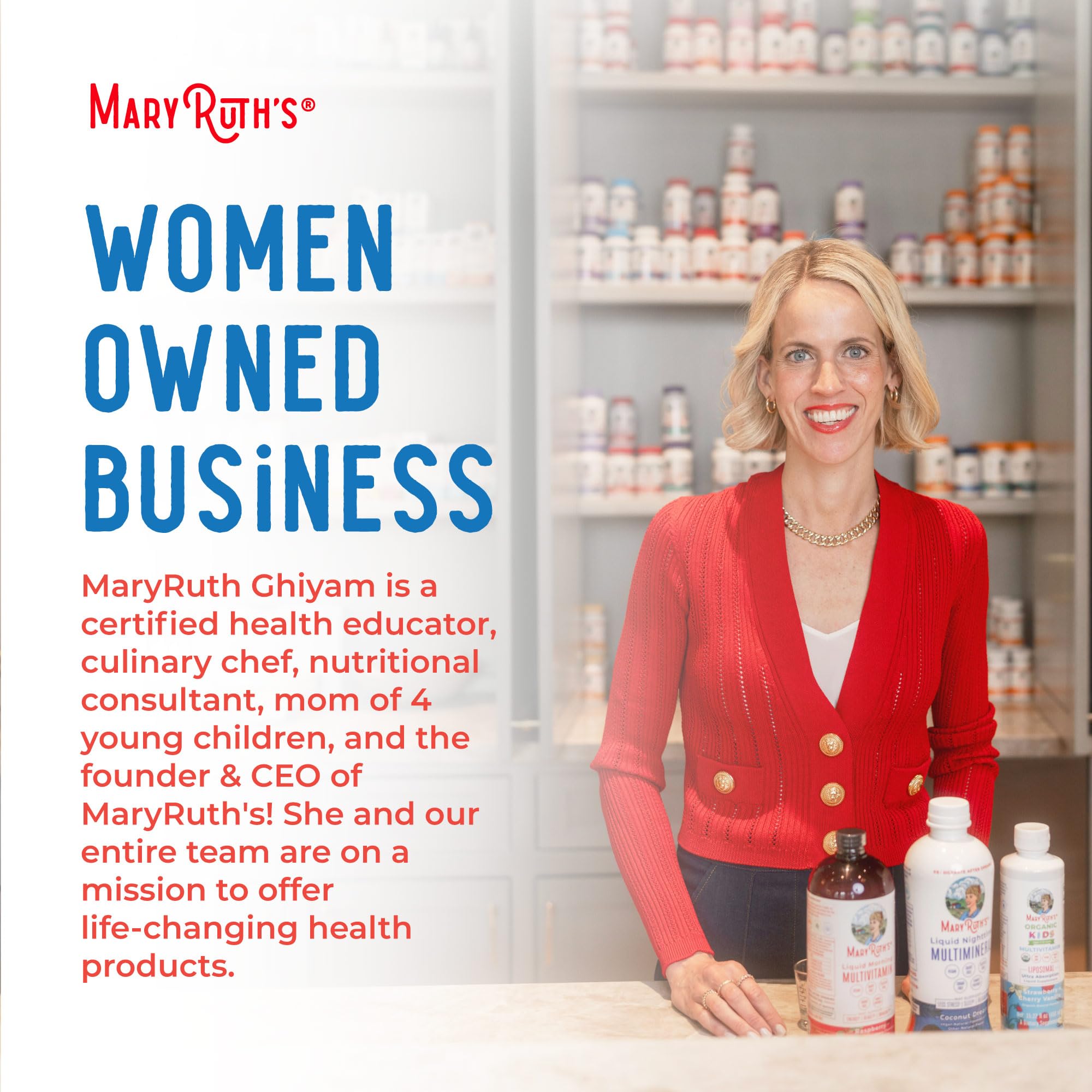 MaryRuth Organics glass with liquid demonstrates easy mixability in drinks