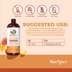 MaryRuth Organics peach mango flavor bottle photo demonstrating tasty daily nutrition.