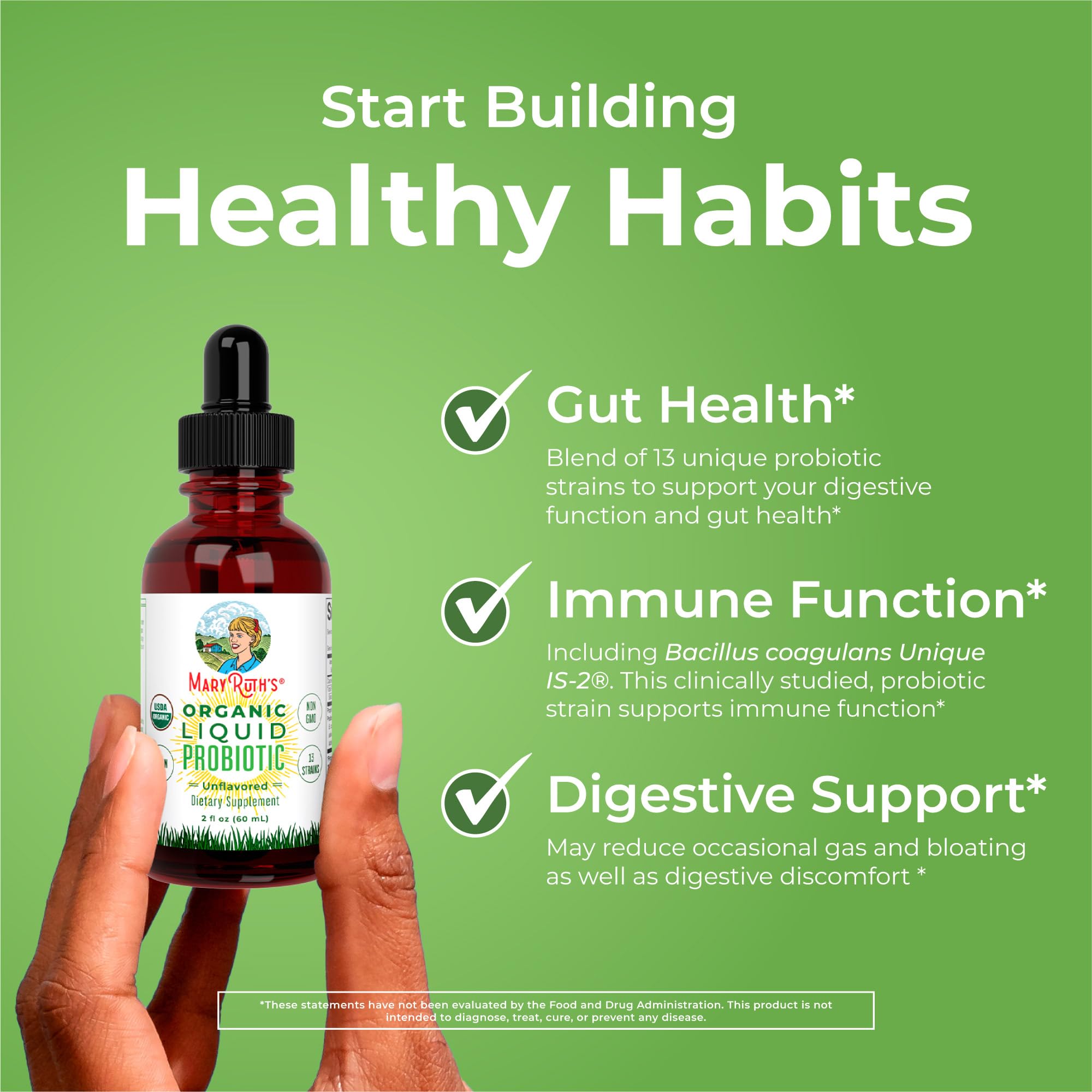 MaryRuth Organics family-use bottle showing multi-age dosing.