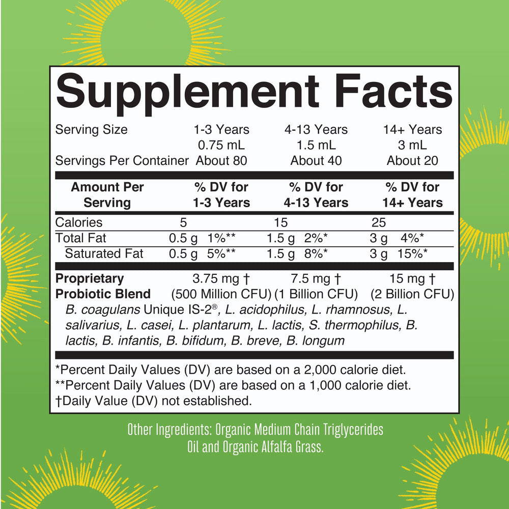 MaryRuth Organics probiotic label closeup highlighting organic ingredients.