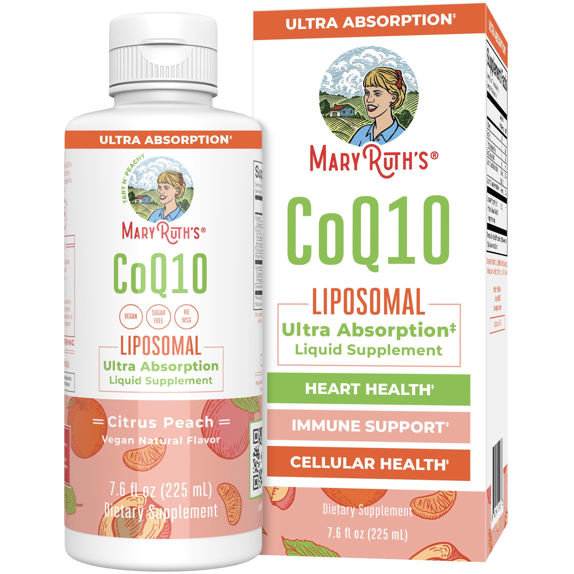 MaryRuth Organics CoQ10 bottle front view highlighting liquid heart health potential