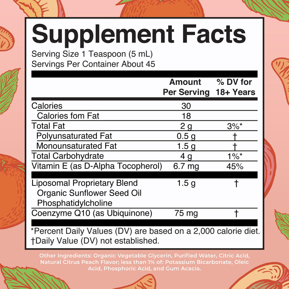 MaryRuth Organics CoQ10 bottle pour demonstrating easy daily intake