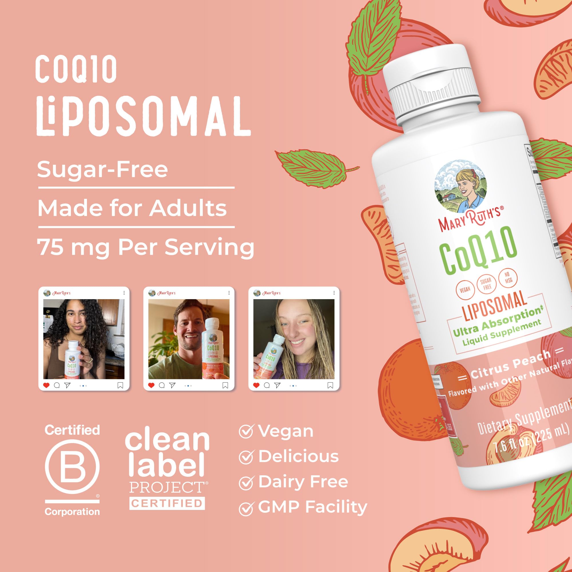 Illustration of daily use for MaryRuth Organics CoQ10