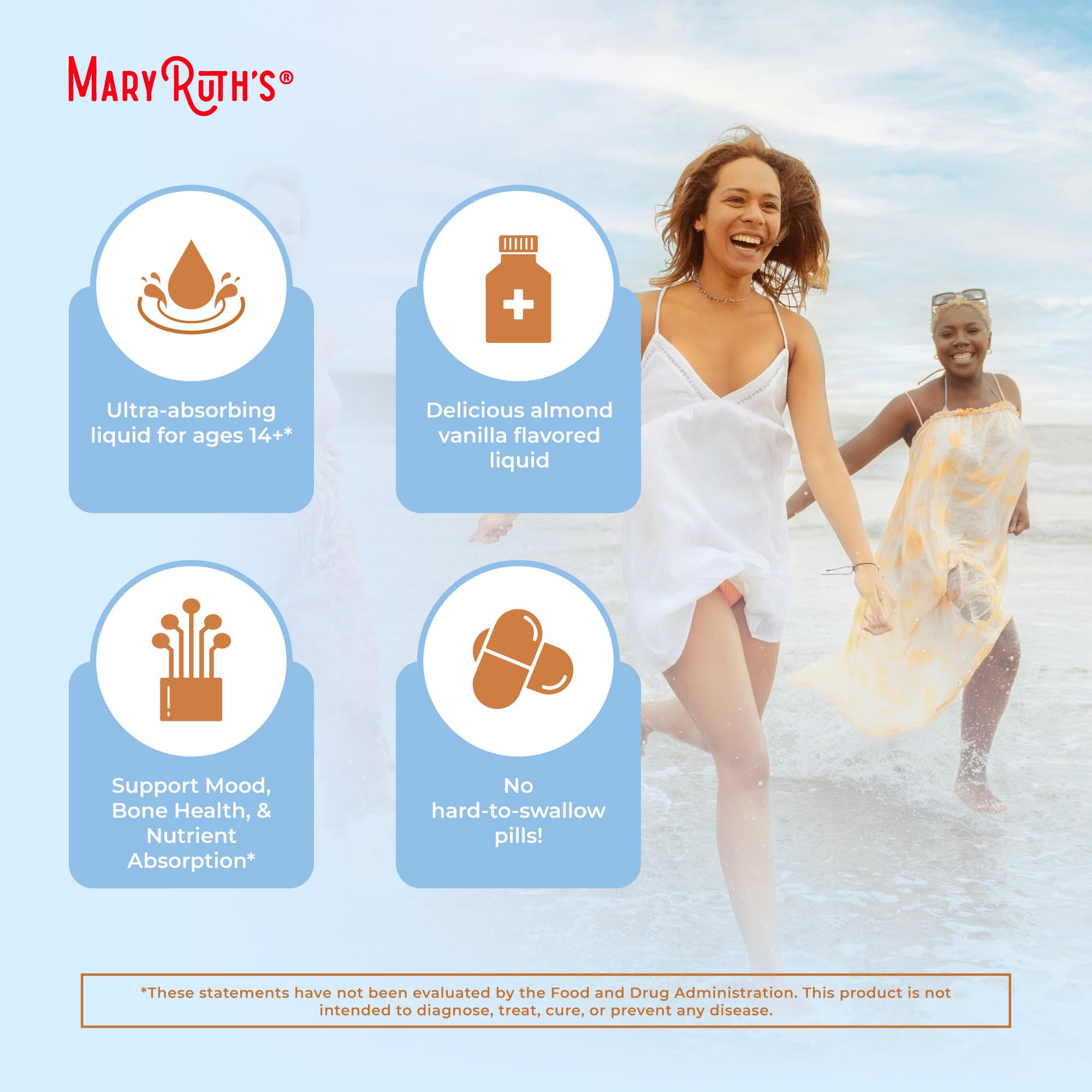MaryRuth Organics Magnesium Liposomal glass bottle close-up signaling premium packaging.