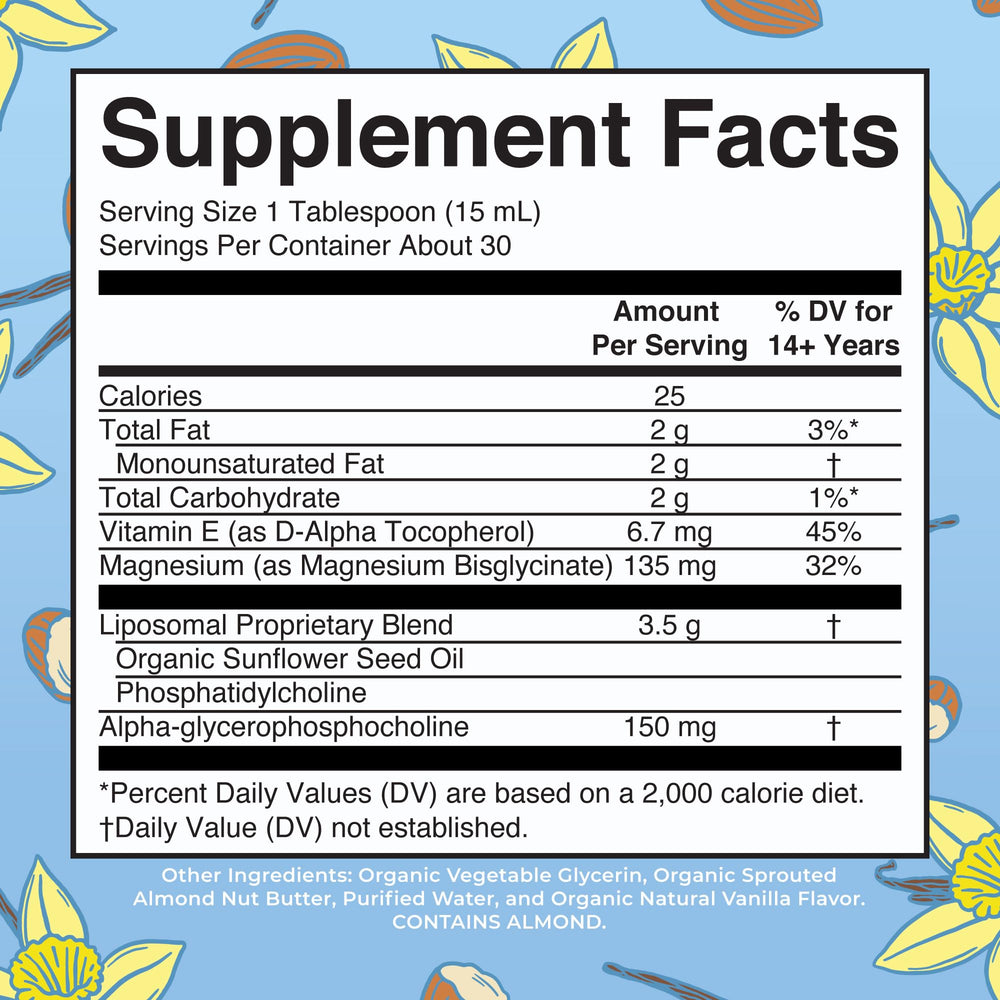 MaryRuth Organics Magnesium Liposomal spoon-dispense shown for easy daily dosing.