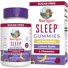 MaryRuth Organics Melatonin Sleep Gummy bottle promotes a soothing pre-bed routine
