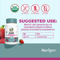 Strawberry-flavored vegan gummies offering enjoyable texture while supporting mood and comfort during menopause.