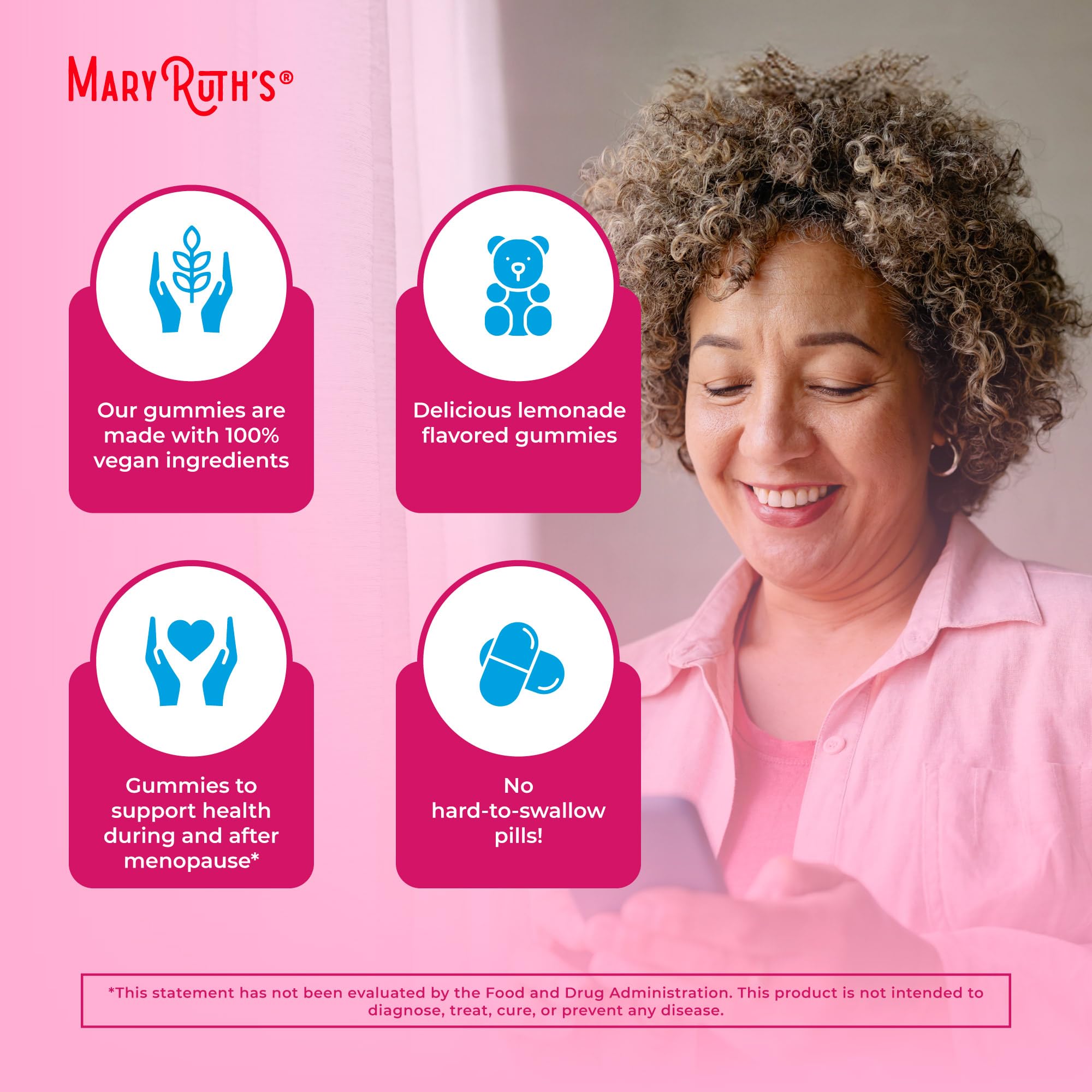 MaryRuth Organics packaging highlights gluten-free and dairy-free options.