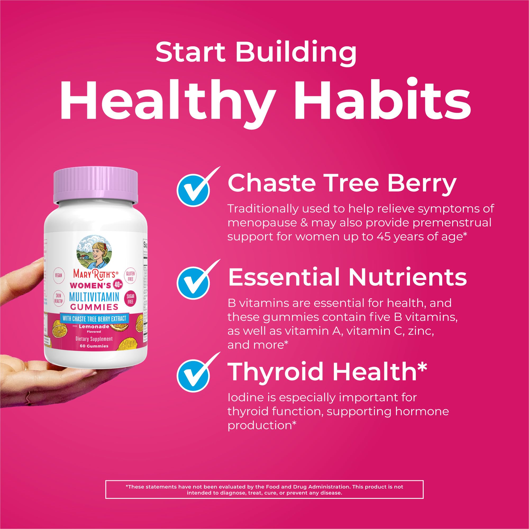 MaryRuth Organics vegan and sugar-free labeling supports dietary choices.