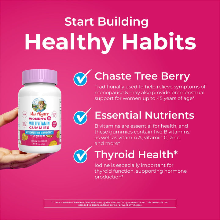 MaryRuth Organics vegan and sugar-free labeling supports dietary choices.