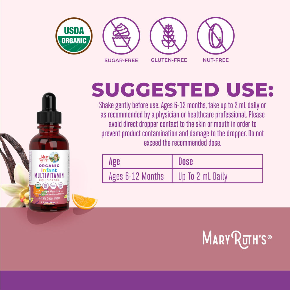 MaryRuth Organics orange-vanilla flavored bottle and label
