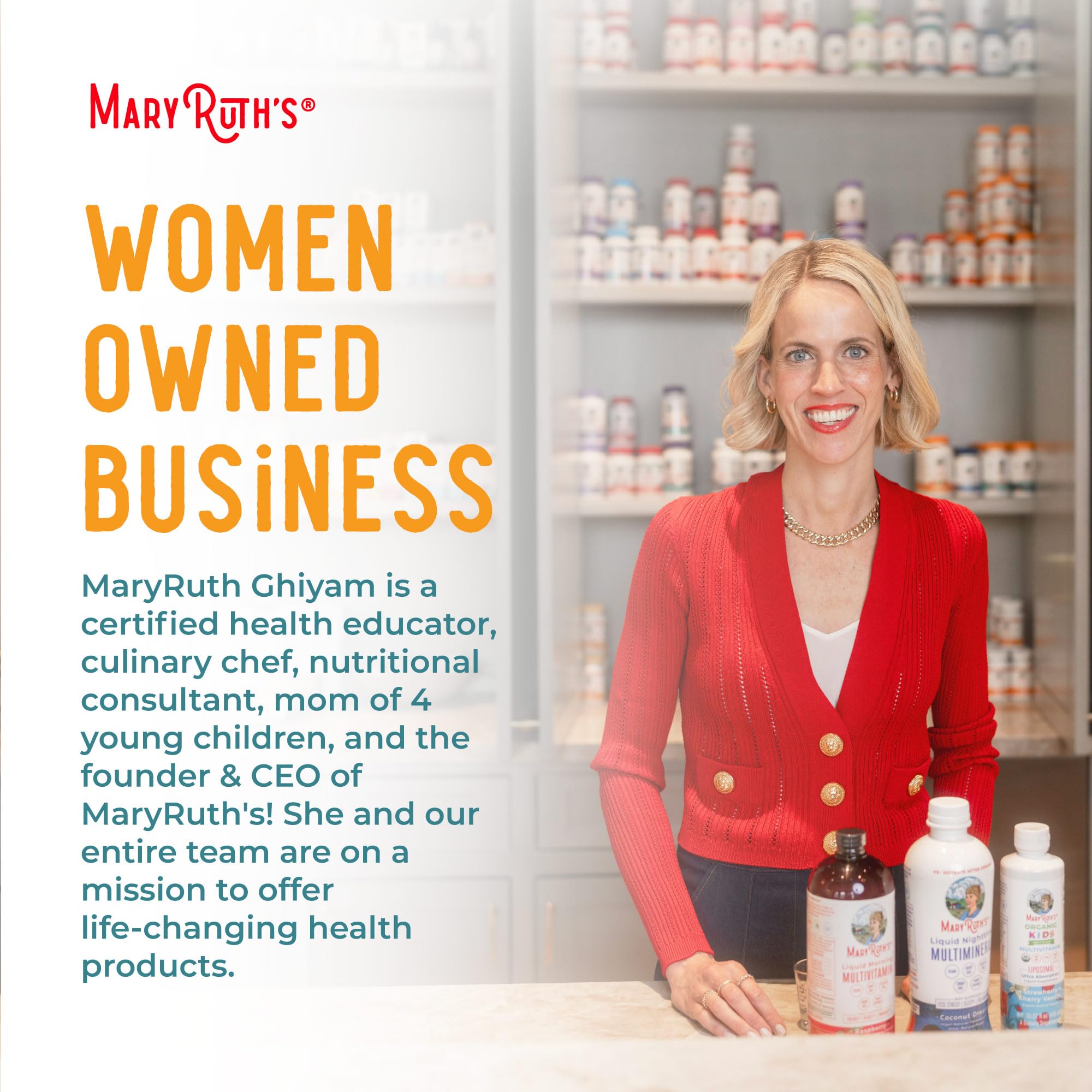 MaryRuth Organics orange-vanilla flavor drops spoonful ready