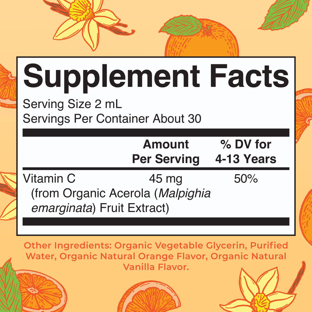 MaryRuth Organics orange-vanilla flavor drops support kids’ daily vitamin routine.