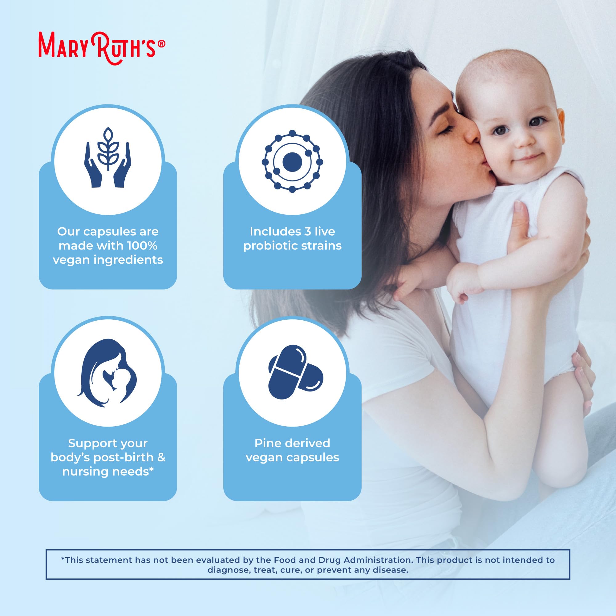 MaryRuth Organics Postnatal Probiotics choline icon representing brain health benefits.