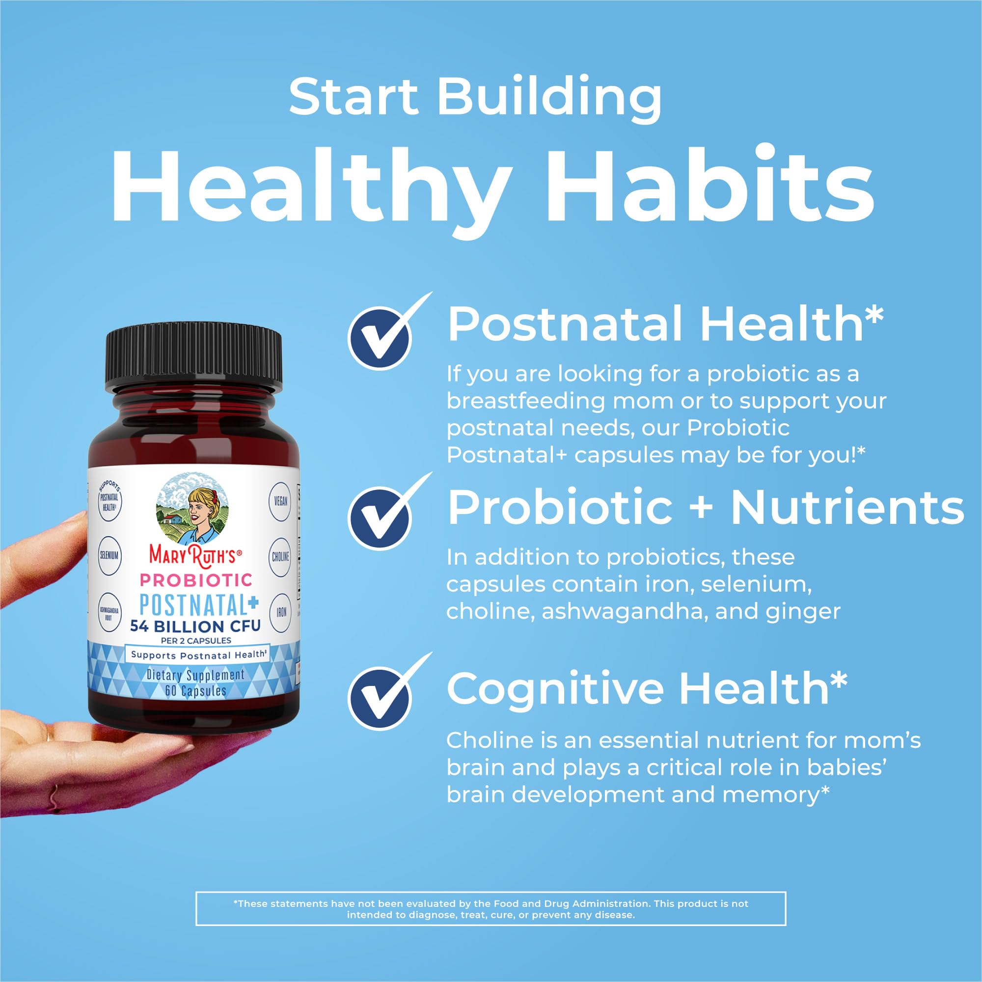 MaryRuth Organics Postnatal Probiotics selenium graphic highlighting thyroid support potential.