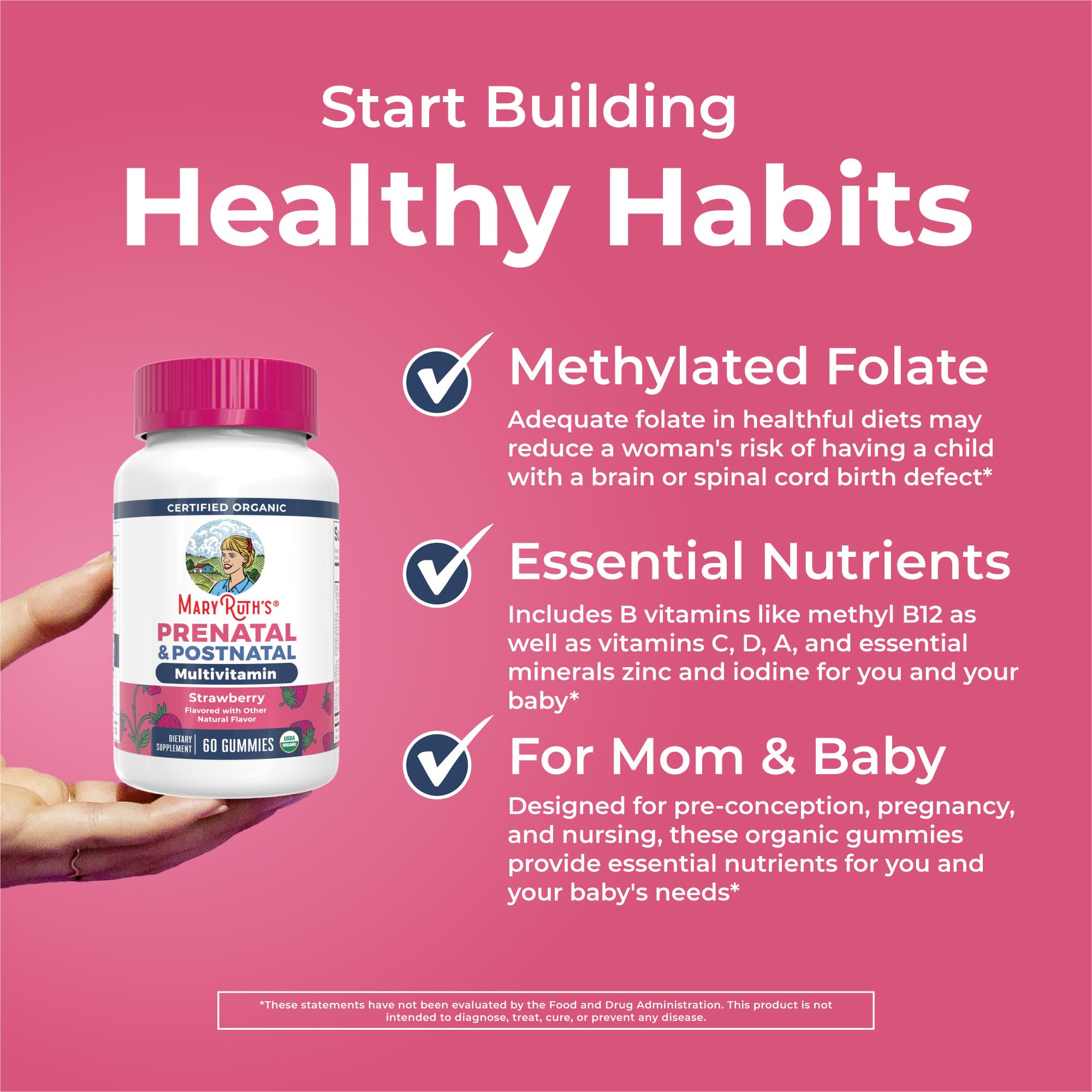 Gummy bottle on kitchen counter signaling easy daily prenatal routine