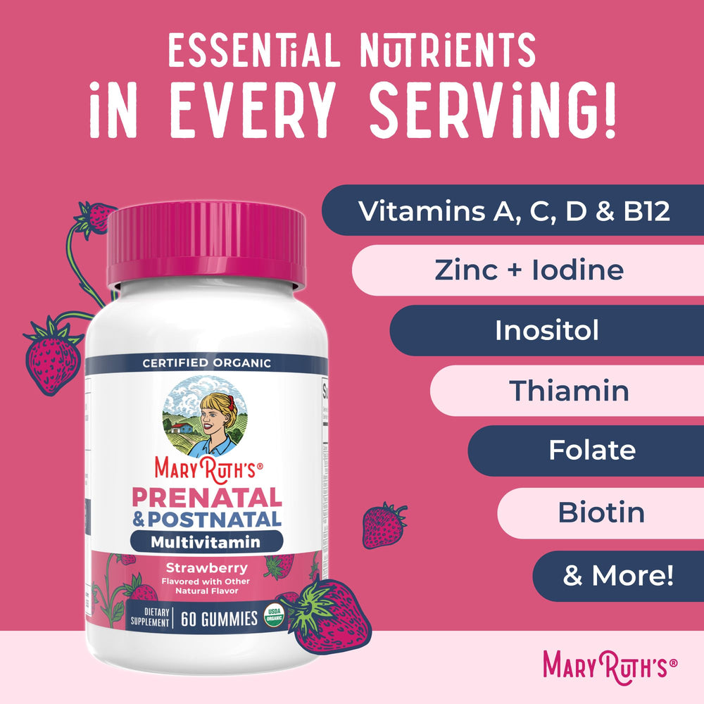 Dairy-free and nut-free MaryRuth Organics Prenatal Gummies packaging