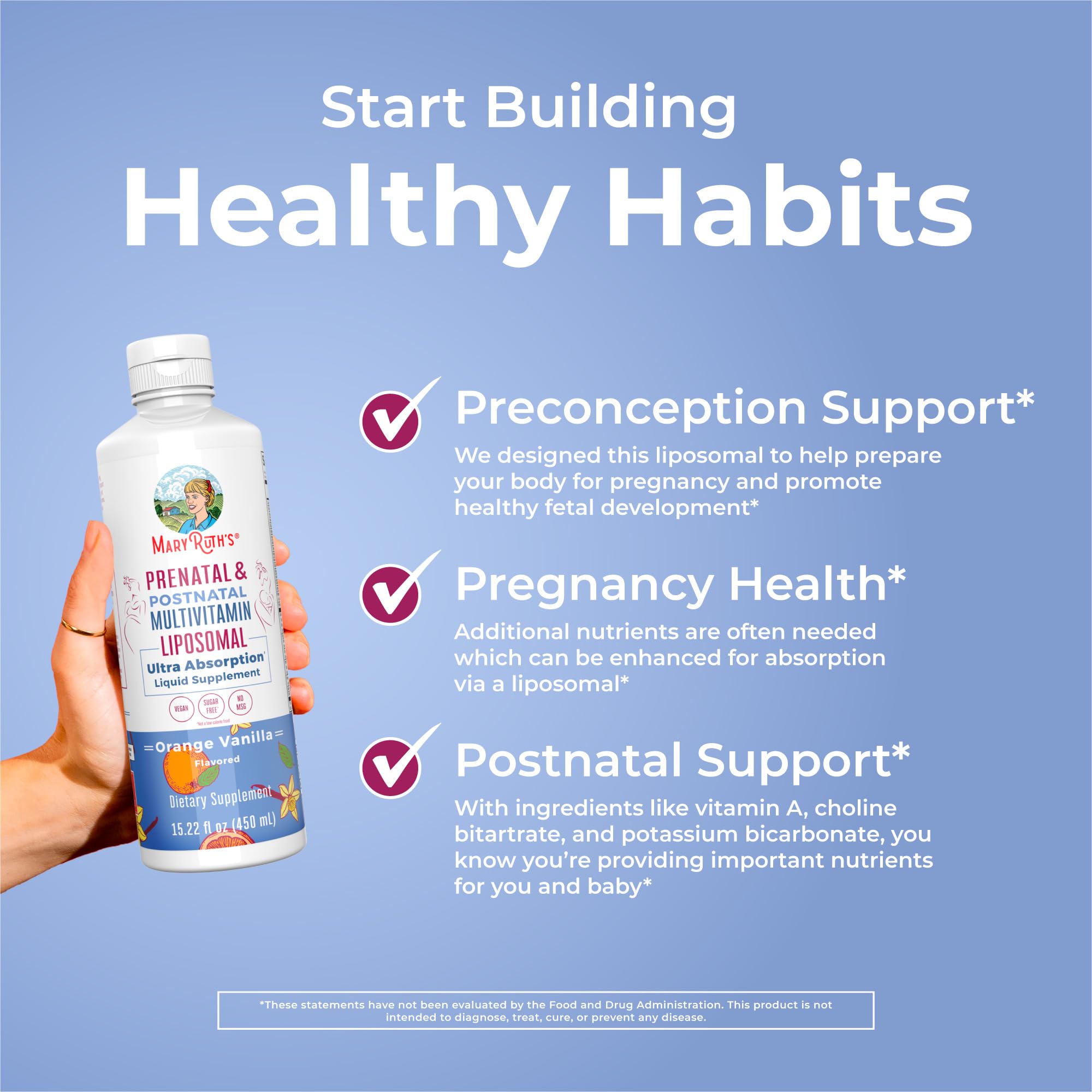 MaryRuth Organics Prenatal Liposomal shake-ready image demonstrates versatility in beverages