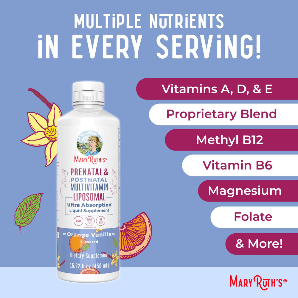 MaryRuth Organics Prenatal Liposomal refrigeration cue reminds to refrigerate after opening