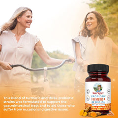 MaryRuth Organics probiotic turmeric ingredients label highlights vegan, non-GMO formulation