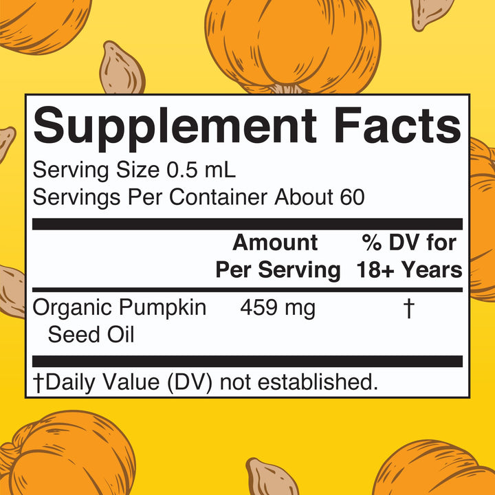 Close-up of the dropper and label on MaryRuth Organics pumpkin seed oil