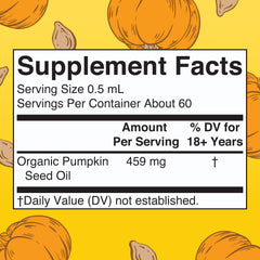 Close-up of the dropper and label on MaryRuth Organics pumpkin seed oil
