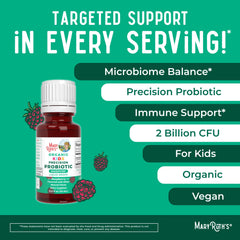 MaryRuth Organics Raspberry flavor drops close-up for kid-friendly digestion.