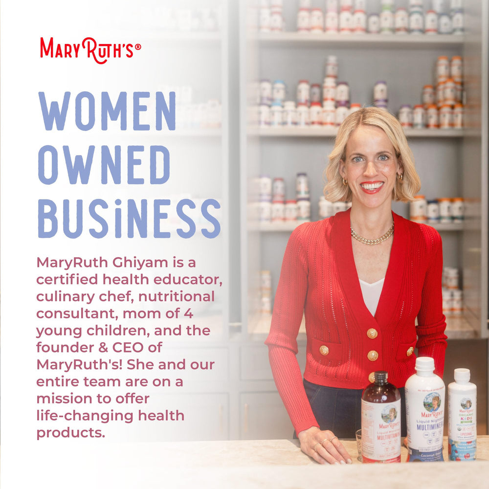 MaryRuth Organics sea moss drops travel packaging ready for on‑the‑go use.