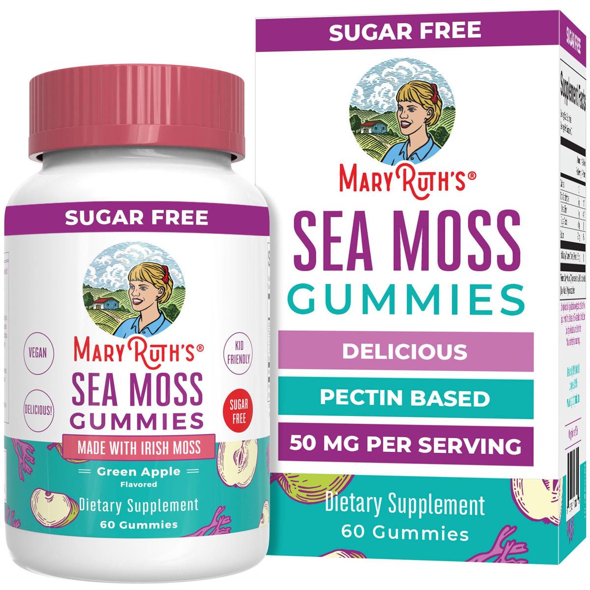 MaryRuth Organics Sea Moss Gummies bottle with green apple flavor for daily immune support
