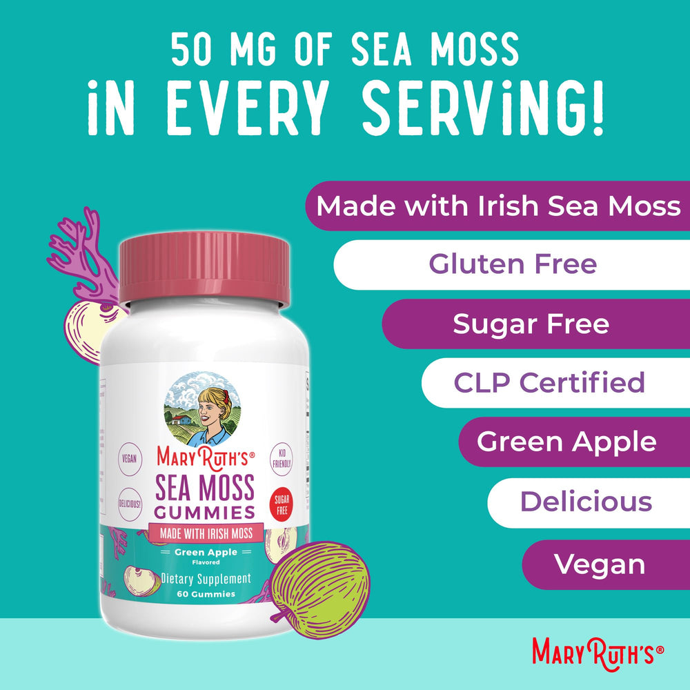 Dosing guide for ages 4 and up on Sea Moss Gummies packaging