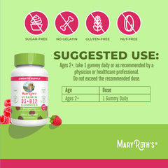 Raspberry-flavored MaryRuth Organics gummy bottle shows vegan, non-GMO formula.