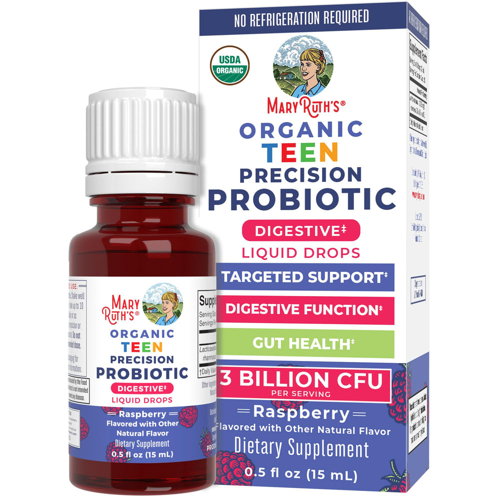 MaryRuth Organics Teens probiotic drops bottle for easy teen dosing and gut health