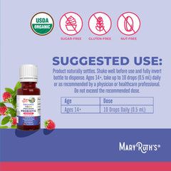 MaryRuth Organics raspberry-flavored probiotic drops for teen wellness