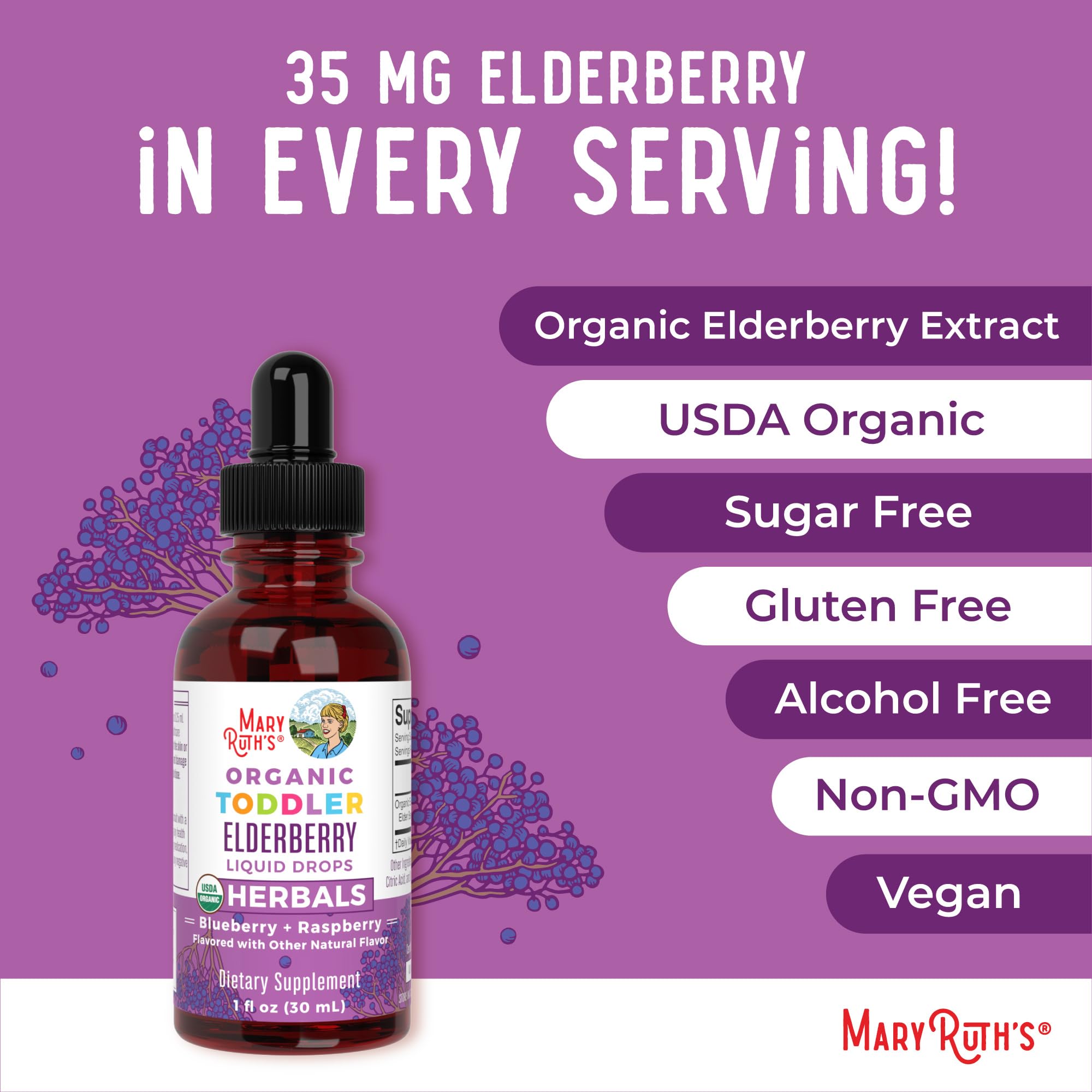 MaryRuth Organics daily serve drops added to water for toddlers