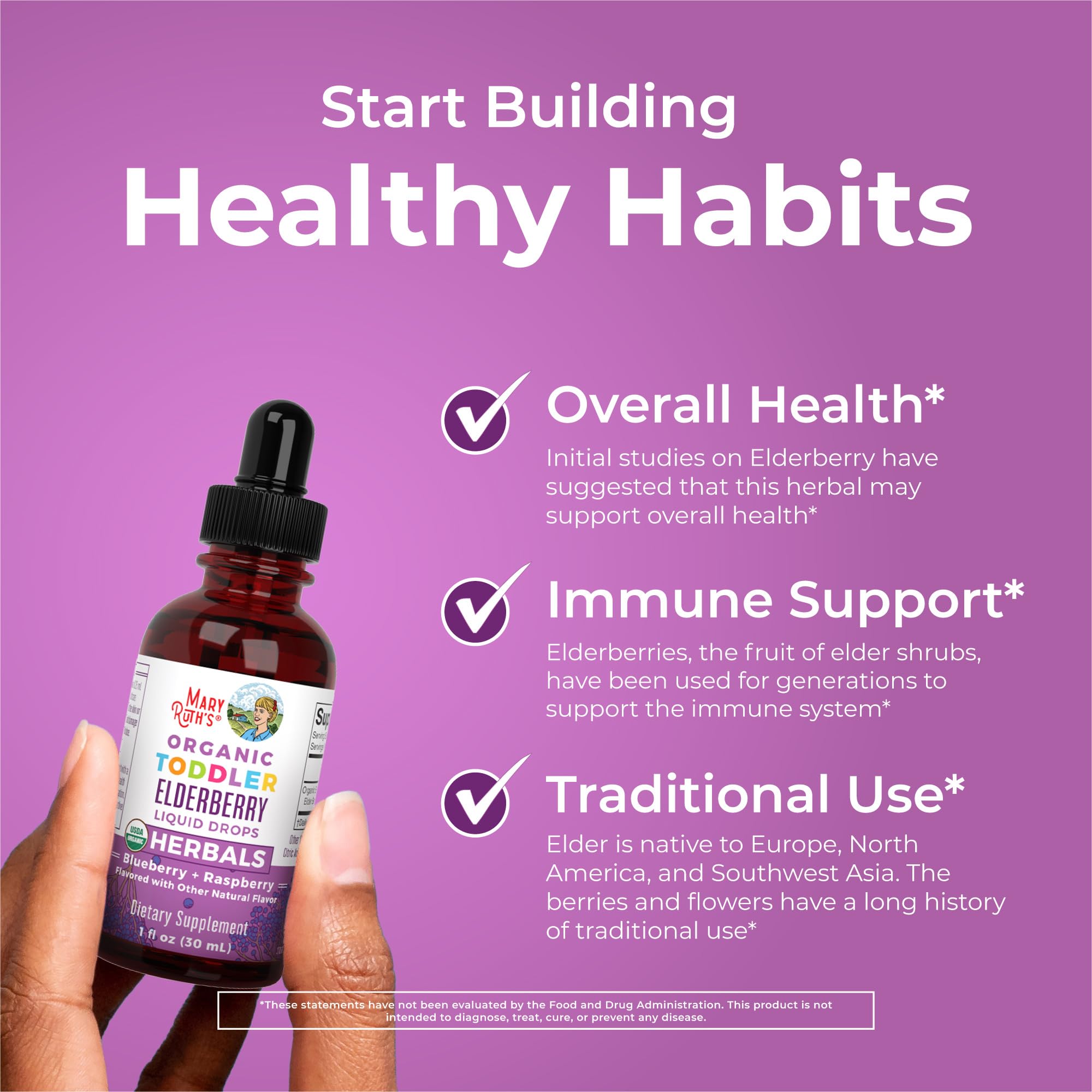 MaryRuth Organics toddler elderberry syrup flavor profile with blueberry and raspberry hints