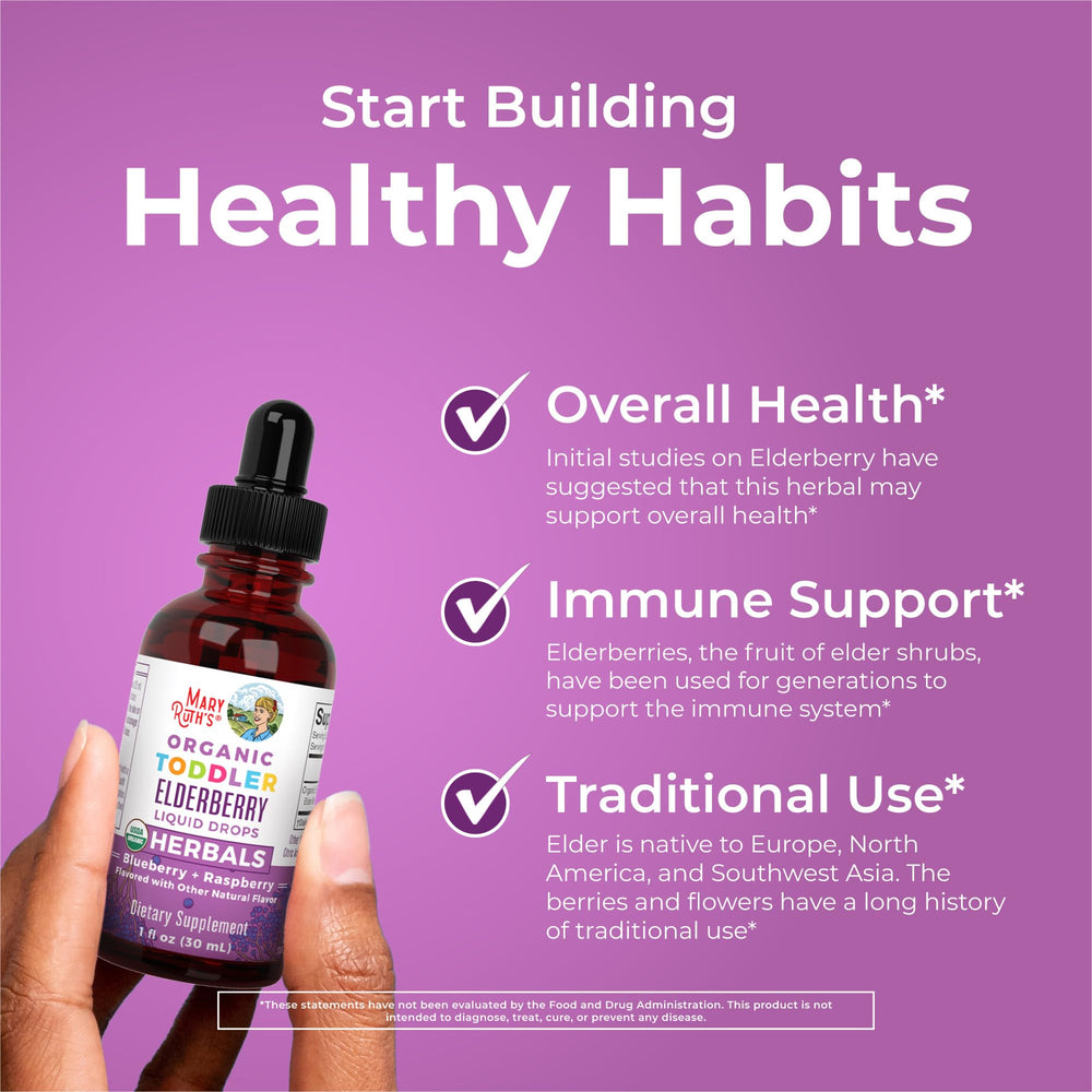 MaryRuth Organics toddler elderberry syrup flavor profile with blueberry and raspberry hints