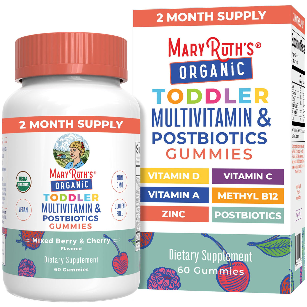 MaryRuth Organics toddler multivitamin gummies berry bottle pour support daily nutrition