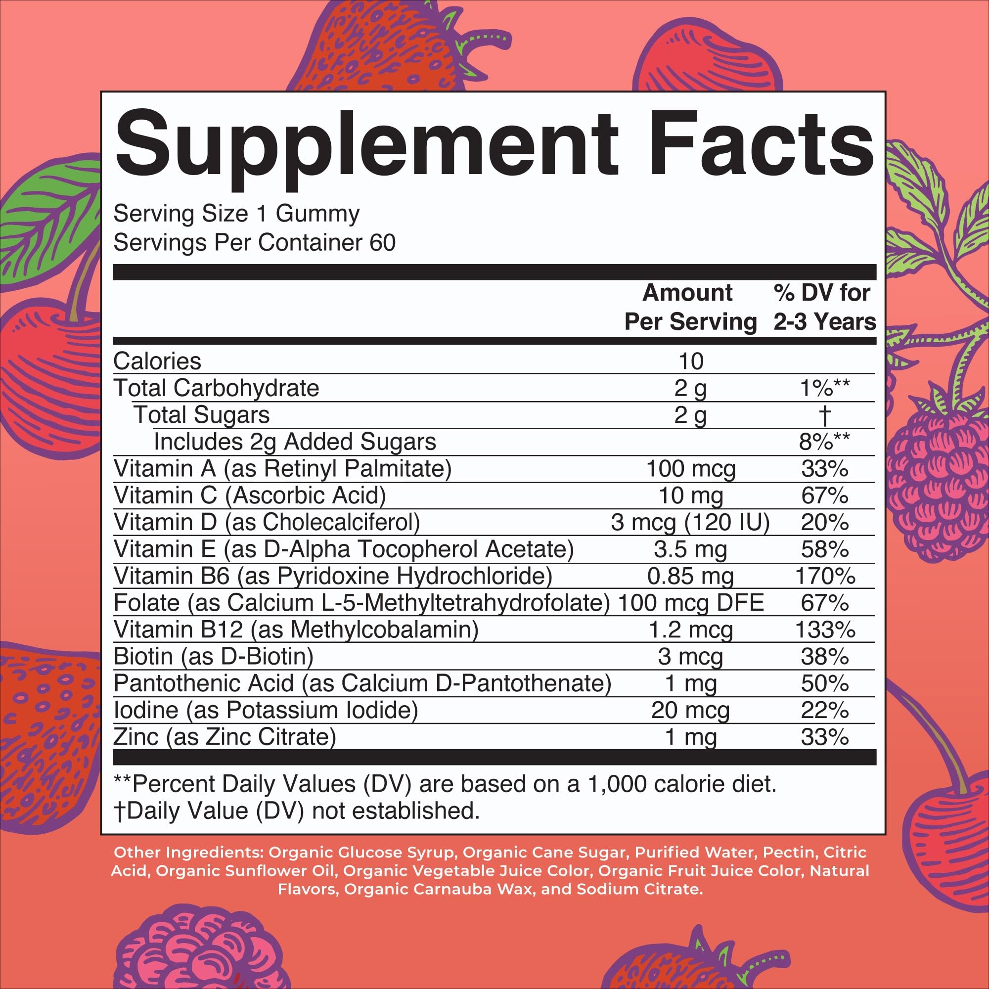 MaryRuth Organics toddler multivitamin gummies, berry and cherry flavor, ideal for daily nutrition.