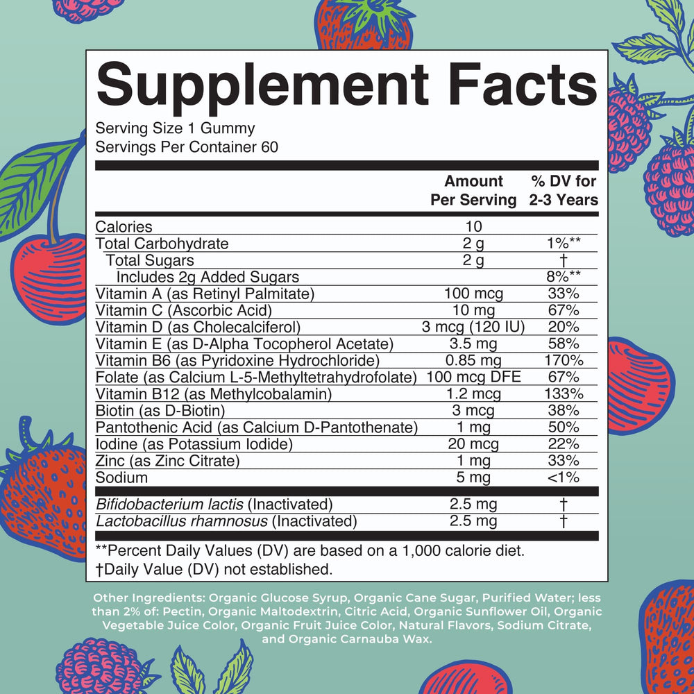 MaryRuth Organics toddler multivitamin gummies cherry bottle pour supports taste friendly daily routine
