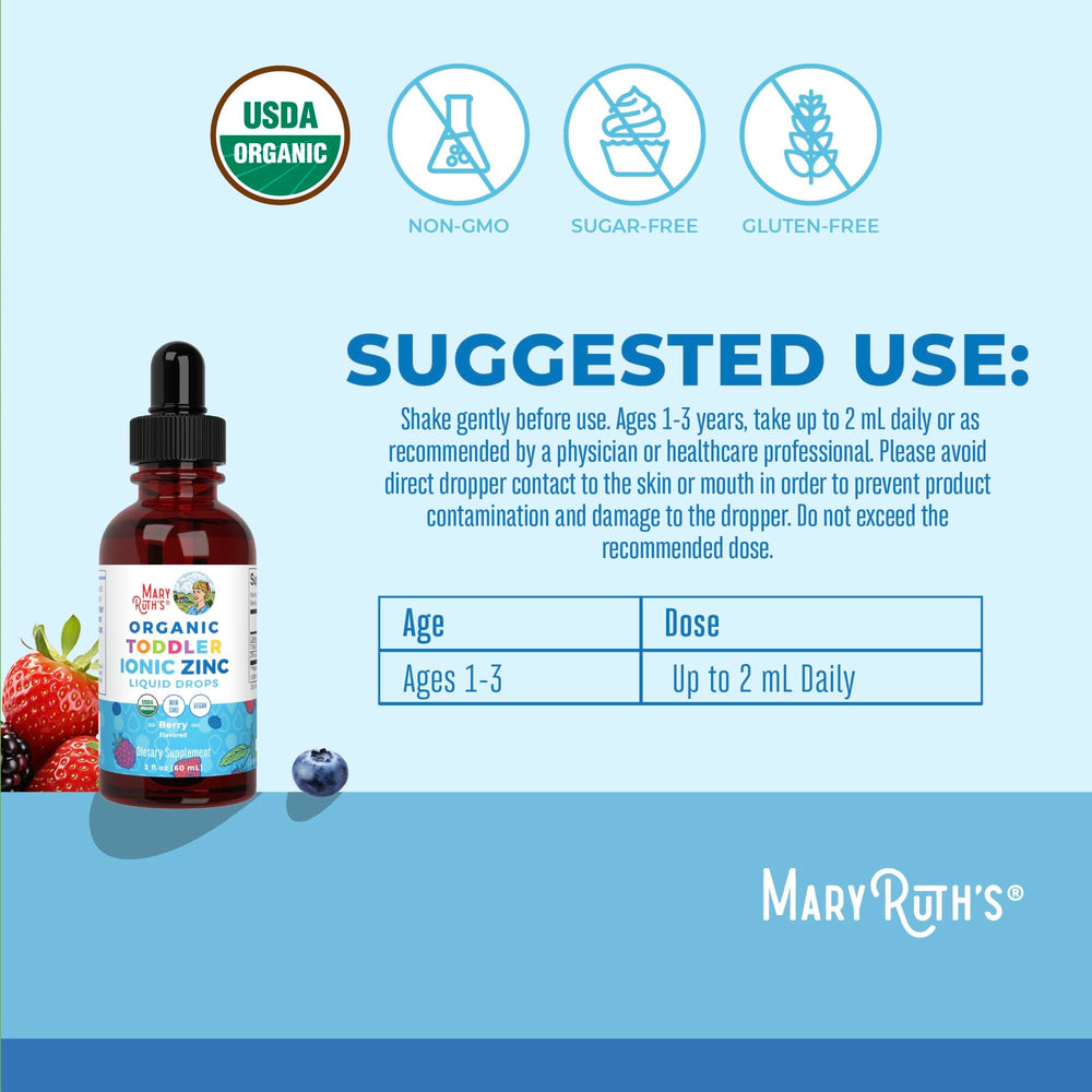 MaryRuth Organics Toddler Zinc Drops berry liquid close-up for kids