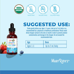 MaryRuth Organics Toddler Zinc Drops berry liquid close-up for kids