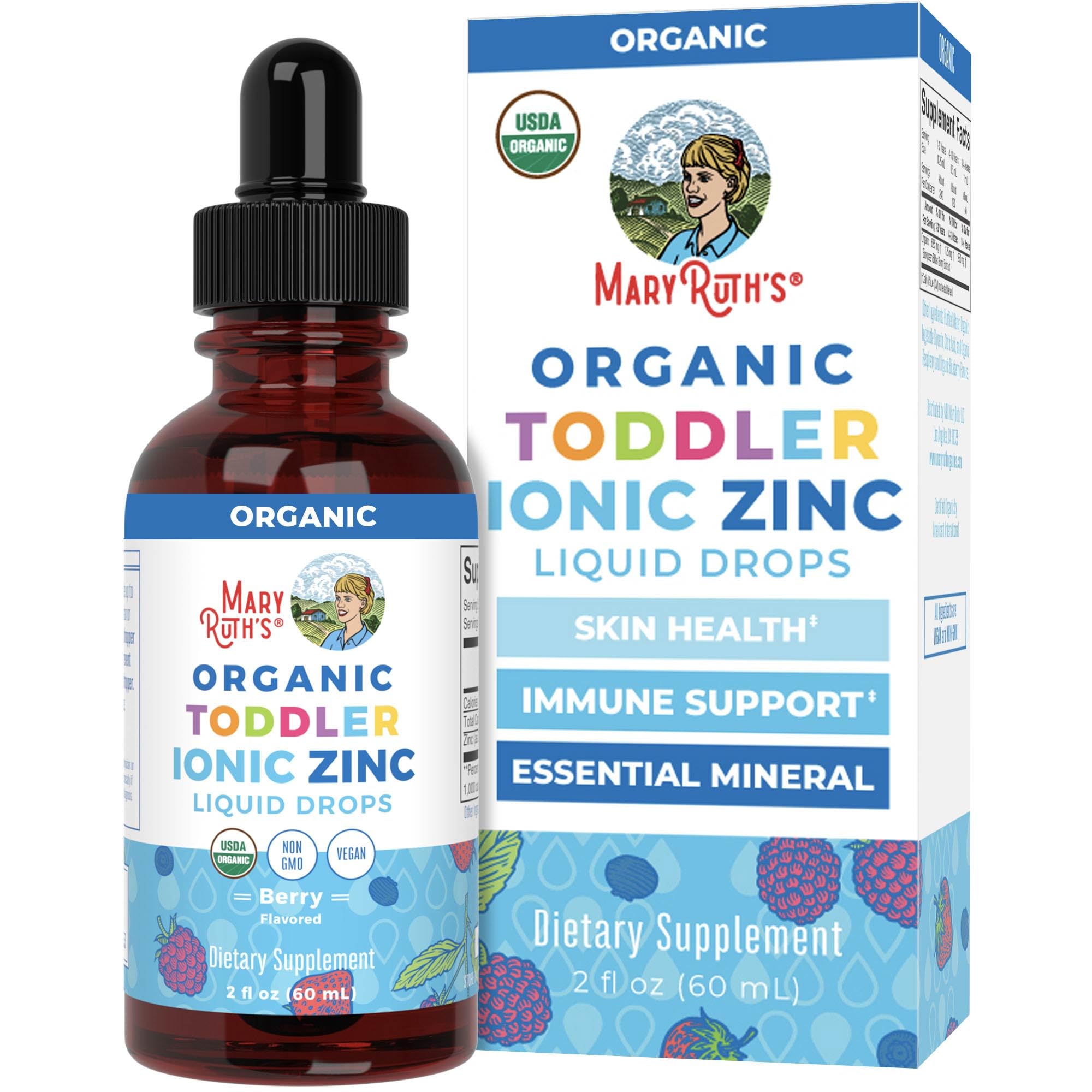 MaryRuth Organics Toddler Zinc Drops bottle with berry flavor supports easy daily use