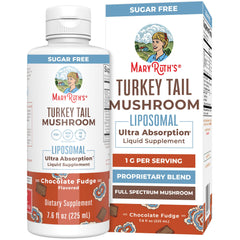 MaryRuth Organics turkey tail supplement bottle with vegan full-spectrum formula.